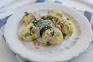 Home made german home made wild garlic dumplings