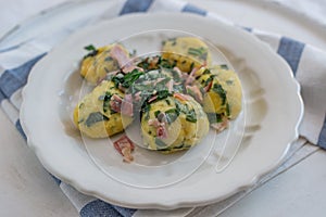 Home made german home made wild garlic dumplings