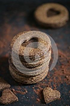 Home made heart chocolate biscuits