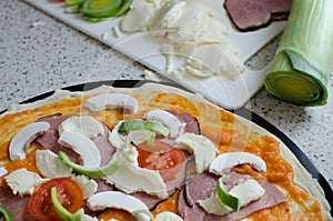 Home made pizza with soda