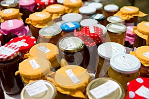 Home-made preserves at market stall