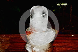 Home made shiv ling of ice