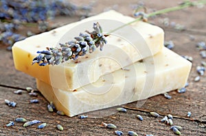 Home-made soap with lavender