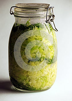 Home made sour cabbage in jar