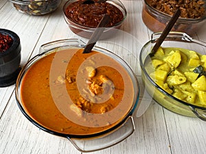 Home made Sri Lankan cuisine served on a table