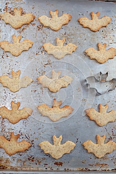 Home made sweet halloween cookies with almonds and chocolate