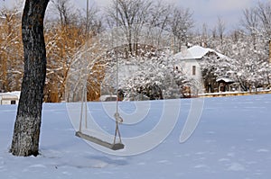 Home-made swings in winter