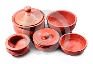 Home made terracotta traditional pots and bowls