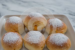 Traditional german donuts filled with jam