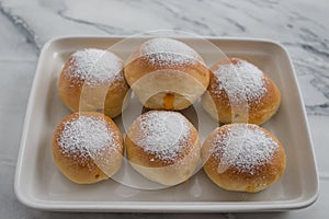 Traditional german donuts filled with jam