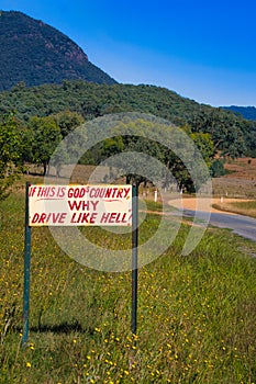 Home-made traffic sign against speeding