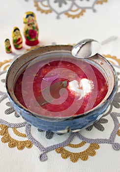 Home made vegetarian borscht soup