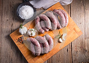 Home-made white sausage out pigs and calf meat
