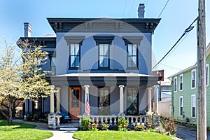 Italianate style architecture house in Madison, Indiana photo