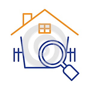 home, magnifying glass, house finding icon