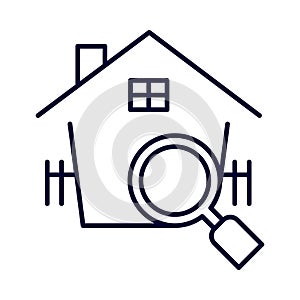 home, magnifying glass, house finding icon