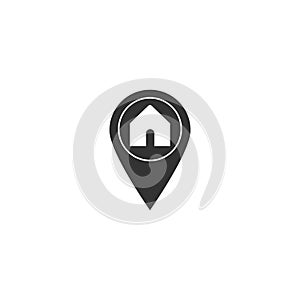 Home map pointer icon in simple design. Vector illustration