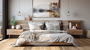 Home mockup, Bedroom interior, Minimal for realistic. Generative AI