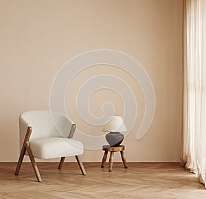 Home mockup, living room in Japandi style photo
