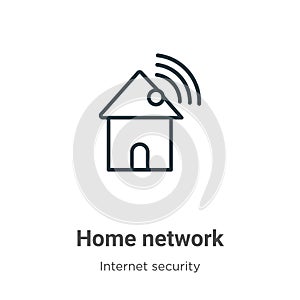 Home network outline vector icon. Thin line black home network icon, flat vector simple element illustration from editable