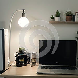 Home objects and pets cartoon icon set Coffee machine refrigerator desk lamp sofa potted flower computer monitor cat dog