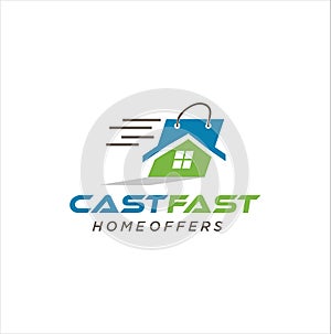 Home Offers Logo Cast Fast Design Vector Stock . Buy Fast Home Logo .House Market Logo, Home Buying Logo Design . Home buy sell or