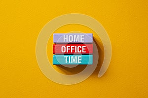 Home.offfice,time - word concept on cubes, text