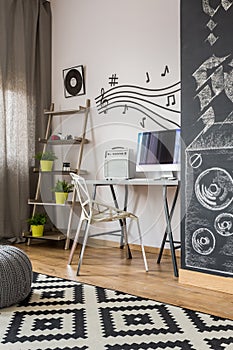 Home office with chalkboard wall idea