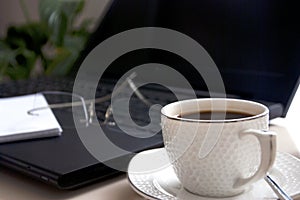 Home office-coffee and working