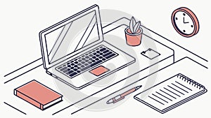 Home Office Desk with Laptop, Books, and Lamp, Study Corner, vector design Generative AI