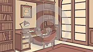 Home office desk setup, workspace interior vector design Generative AI