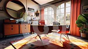 Generative AI, Timeless Work: A Mid-Century Modern Home Office