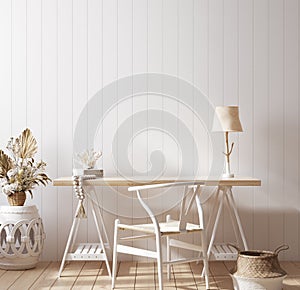 Home office interior background, Coastal style