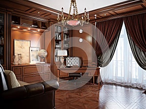 Home office interior design in classic style