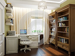 Home office interior design in classic style
