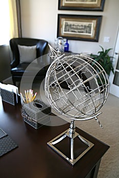 Home Office Interior (Focus on Globe)