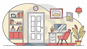 Home office interior, workspace setup and study room, desk and chair vector design Generative AI