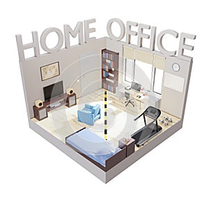 Home office Izometric concept illustration
