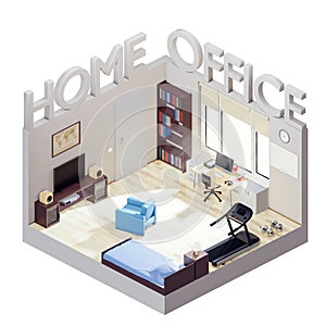 Home office Izometric concept illustration