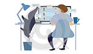 Home office. man with computer in the smart Working