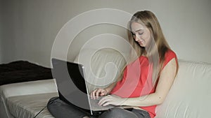 Home office - pregnant woman working with laptop