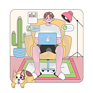 Home office scenario. Flat vector illustration