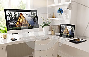 home office set up with responsive architect studio website photo