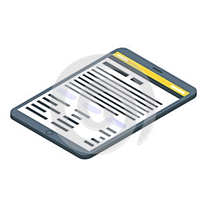 Home office work tablet icon, isometric style
