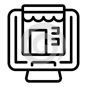 Home online store icon outline vector. Sale cart