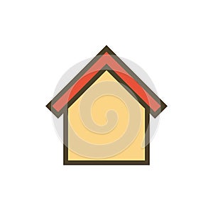 Home outline color icon, flat design style. House line colored symbol, vector illustration