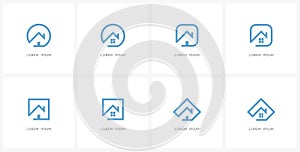 Home outline icon set - realty and real estate symbols