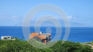 Home overlooking the island of Brava on the horizon in the archipelago of Cape Verde