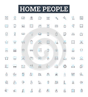 Home people vector line icons set. Homeowners, Dwellers, Residents, Housers, Occupiers, Inhabitants, Occupants