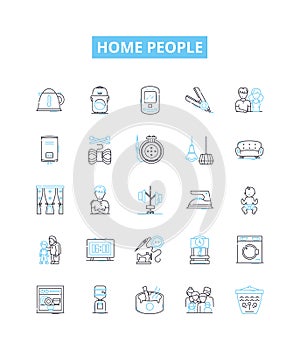 Home people vector line icons set. Homeowners, Dwellers, Residents, Housers, Occupiers, Inhabitants, Occupants